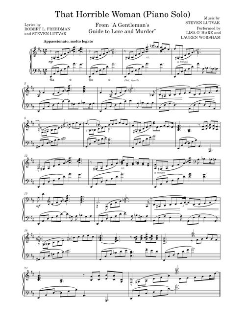 That Horrible Woman (Piano Solo) - From "A Gentleman's Guide to Love and Murder" by Steven Lutvak