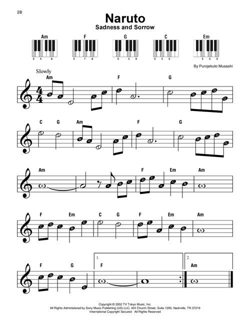 Sadness And Sorrow (from Naruto) - Purojekuto Musashi (Super Easy Piano)