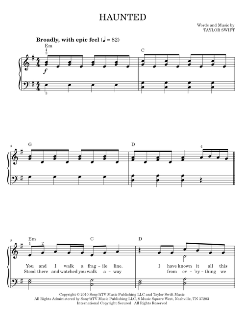 Haunted - Taylor Swift (Easy Piano)