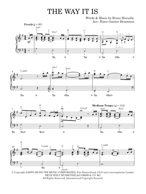 The Way It Is - Bruce Hornsby, Bruce Hornsby and the Range (Piano Vocal)