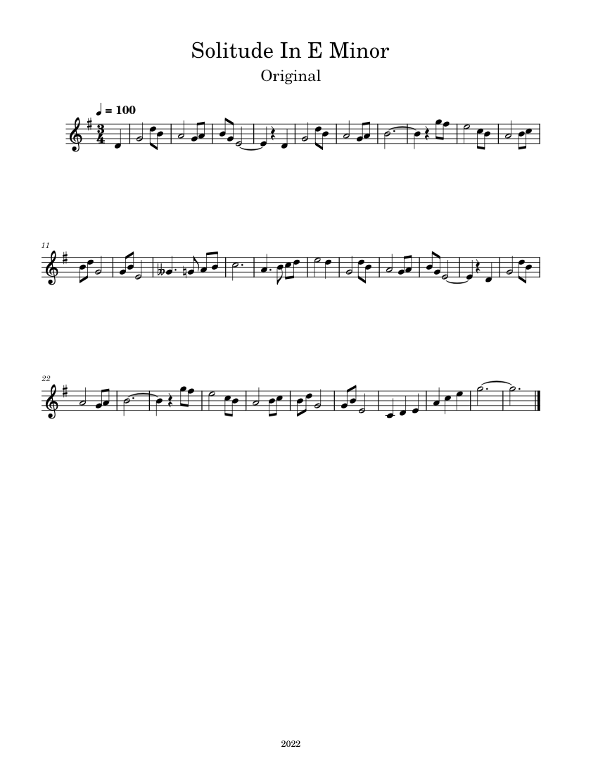 Solitude in E Minor – Squidward (Original) Sheet Music for Clarinet in ...