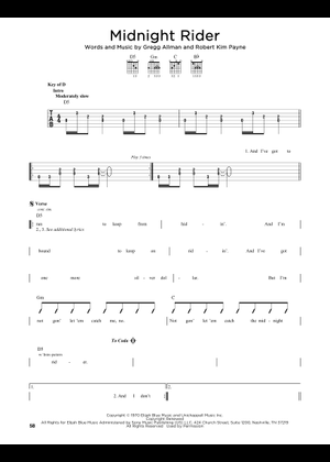 Play Official version of Midnight rider Sheet Music by The Allman ...