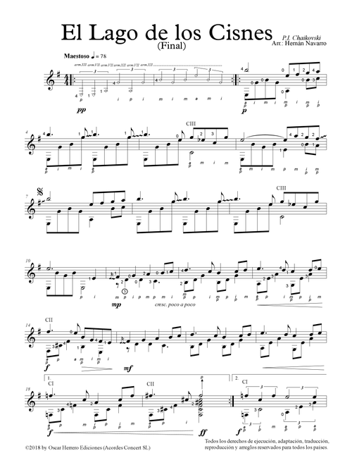 The Swan Lake (Arr. José Hernán Navarro Sánchez) (Solo Guitar)