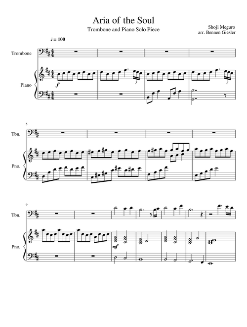 Aria of the Soul (Solo Piece for Trombone)