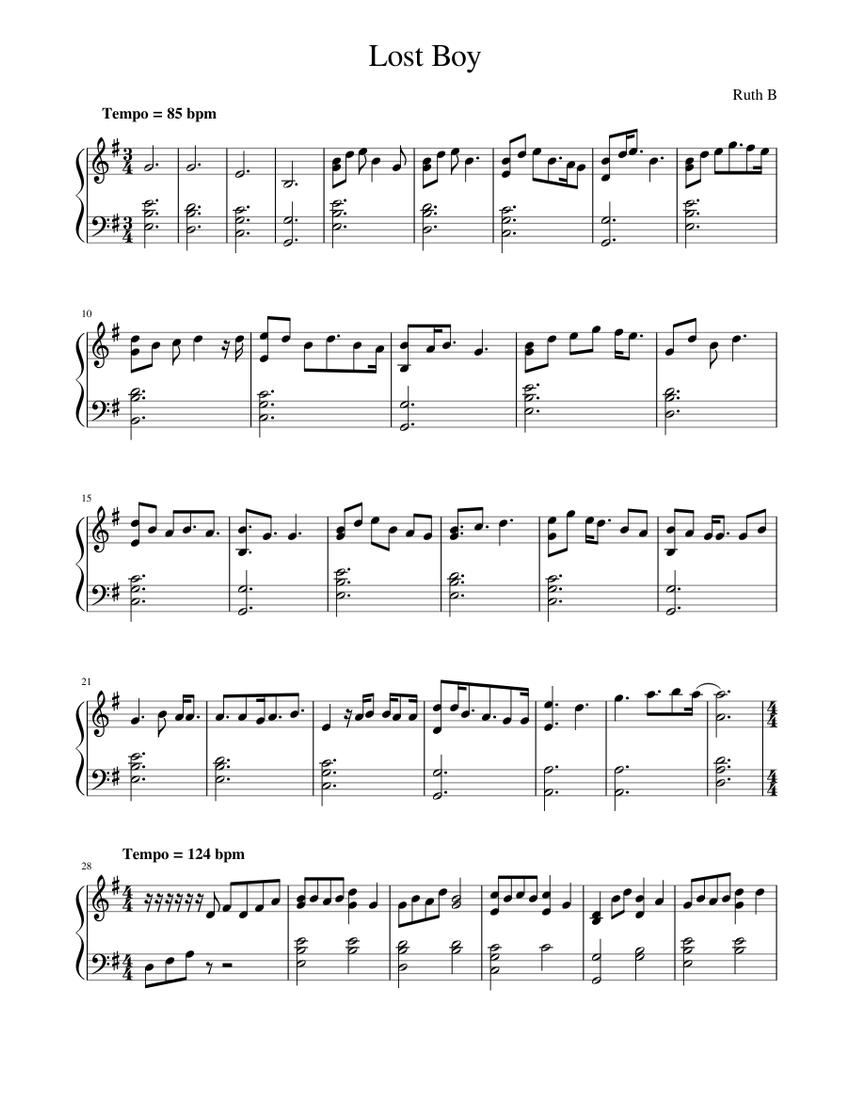 Lost Boy Sheet music for Piano (Solo) | Musescore.com