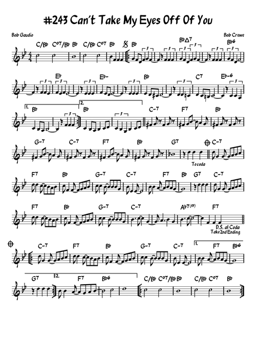 Can't Take My Eyes Off Of You (Arr. John Fries) - John Tx Shaw, Bob Amonett, Malford Milligan (Lead Sheet - Fake Book)
