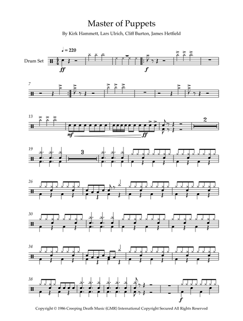 Master Of Puppets (Arr. Cadenza Editions) - Metallica (Drums)