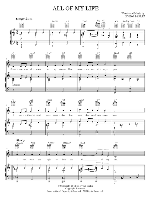 All Of My Life - Al Jolson, Irving Berlin (Piano-Vocal-Guitar)