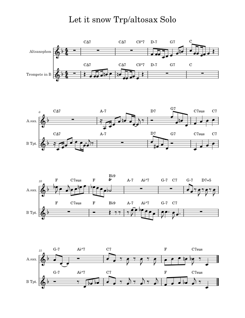 Let it snow Trp altosax Solo Sheet Music for Saxophone alto, Trumpet in ...