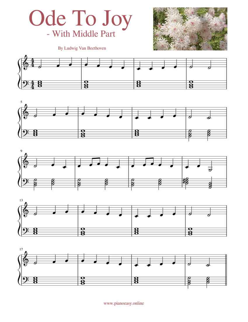 Ode To Joy - With Middle Part - One Page Sheet music for Piano (Solo ...