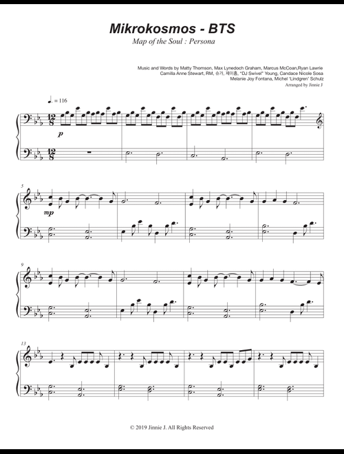 Mikrokosmos (Arr. Jinnie J) - BTS (Piano Solo)