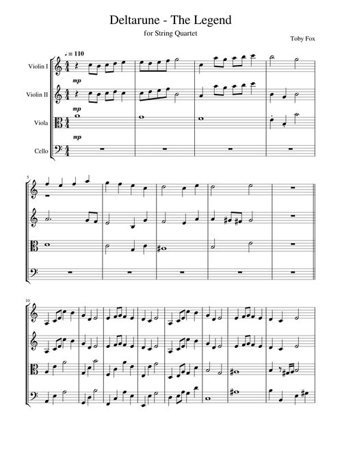 Deltarune - The Legend for String Quartet