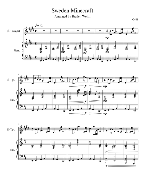 Minecraft Sweden Trumpet and Piano