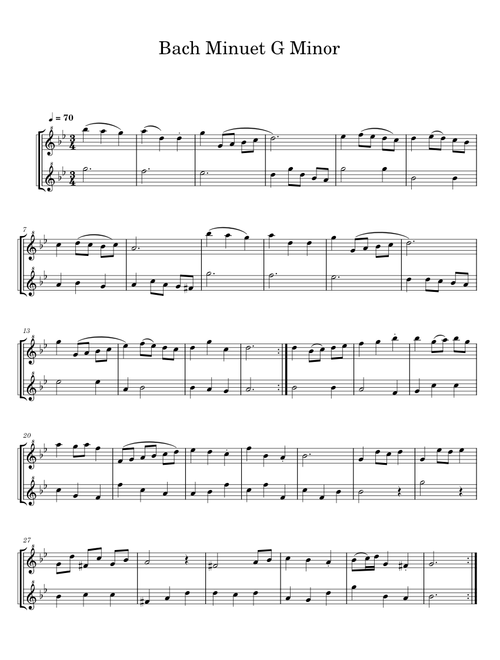Minuet in G minor - Johann Sebastian Bach