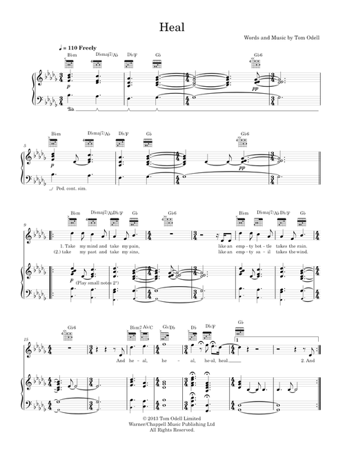 Heal - Tom Odell (Piano-Voice-Guitar)
