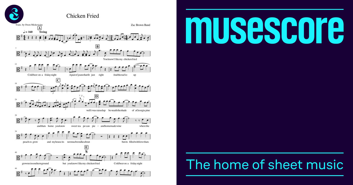 Chicken fried viola – Zac Brown Band Sheet Music for Viola