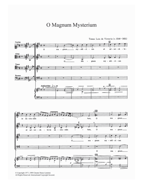 O Magnum Mysterium - Tomàs Luis de Victoria (Choral, SATB)