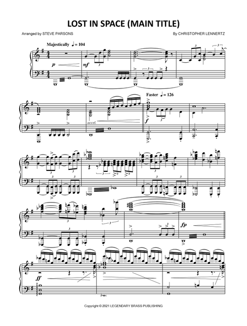 Lost In Space (Arr. Steve Parsons) - George Shaw, Christopher Lennertz (Piano Solo)