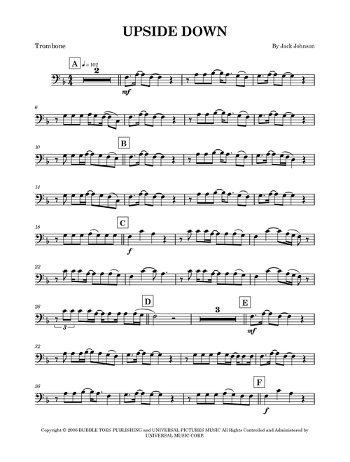 Upside Down (Arr. Benjamin Vater) - Jack Johnson (Trombone Solo)