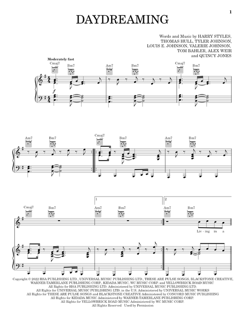 Daydreaming - Harry Styles (Piano-Vocal-Guitar)