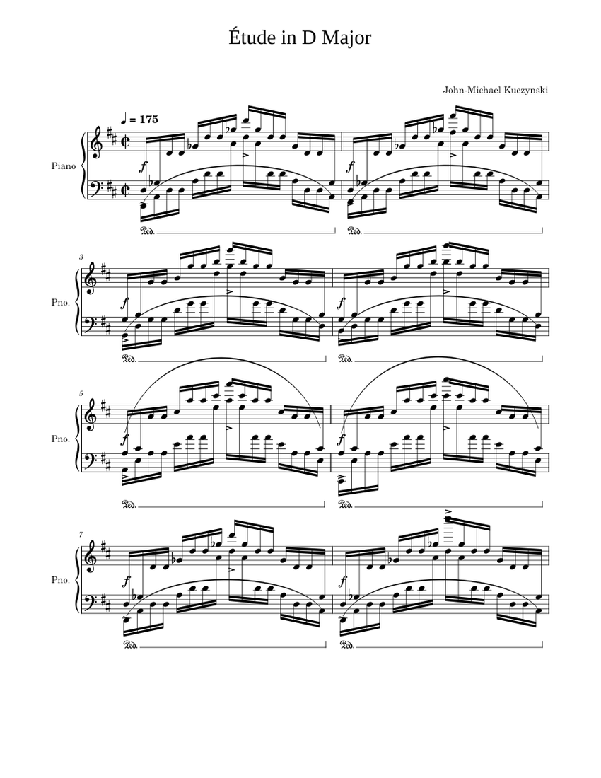 Etude in D Major Sheet Music for Piano (Solo) | MuseScore.com