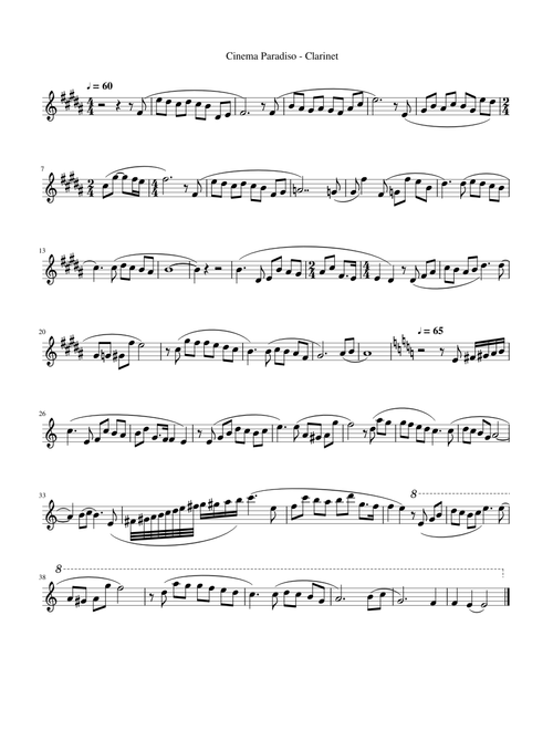 Cinema Paradiso - Clarinet
