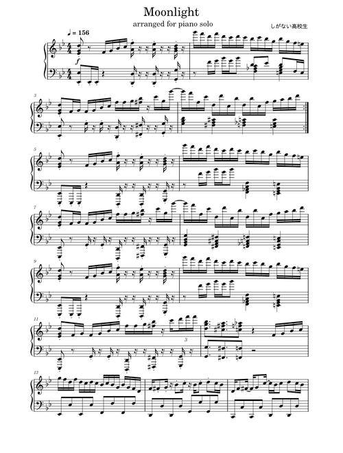 Moonlight – Kokosei (しがない高校生) / arr. for piano solo(High-Intermediate)