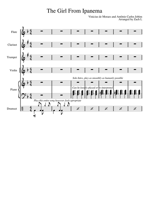 The Girl From Ipanema (Arranged by Zach L)
