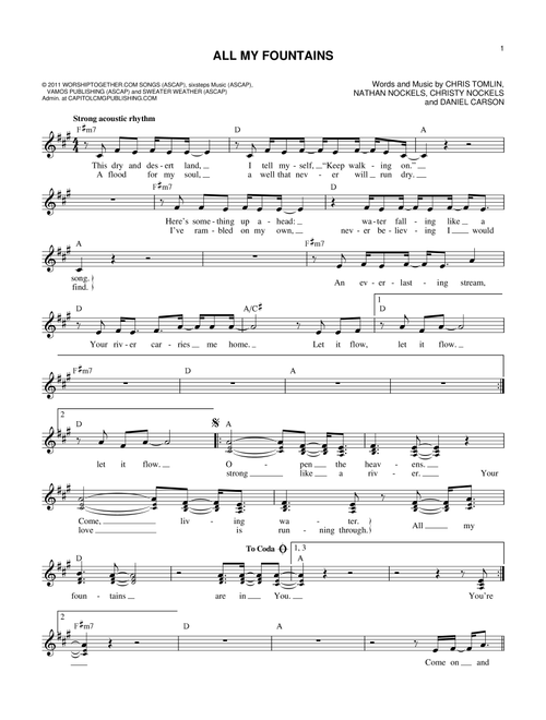 All My Fountains - Passion (Lead Sheet - Fake Book)