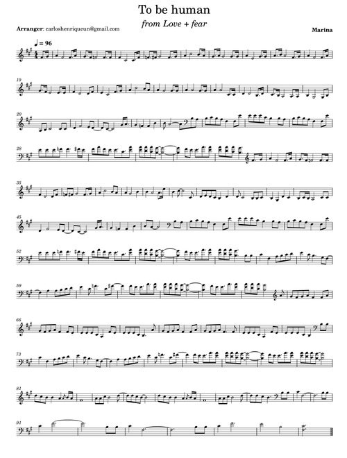 To Be Human (Arr. Carlos Henrique) - Marina (Easy Piano)
