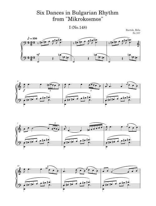 Six Dances In Bulgarian Rhythm No.1, from "Mikrokosmos", Sz.107 BB 105 – Béla Bartók