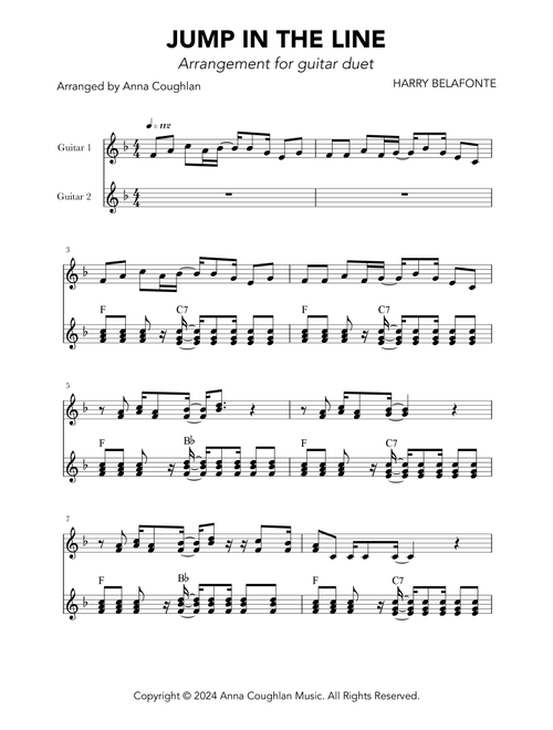Jump In The Line (Arr. Anna Coughlan) - Harry Belafonte (Solo Guitar)