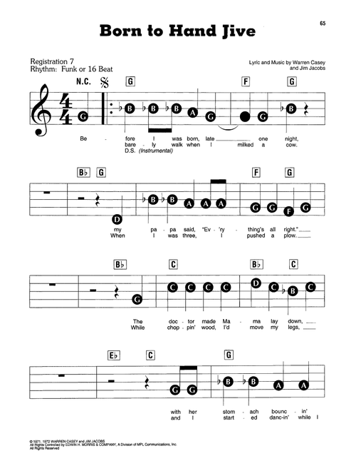 Born To Hand Jive (from Grease) - Warren Casey & Jim Jacobs, Jim Jacobs, Warren Casey (E-Z Play Today)