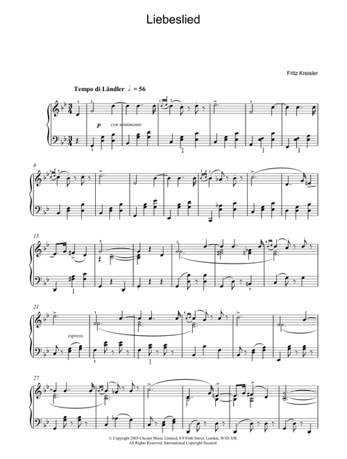 Liebeslied - Fritz Kreisler (Piano Solo)