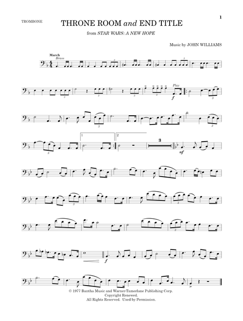 Throne Room and End Title (from Star Wars: A New Hope) - John Williams (Trombone Solo)