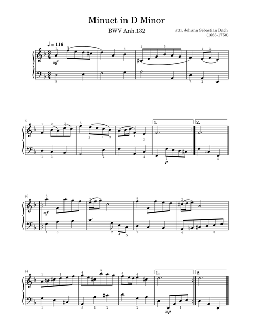 Minuet in D minor, BWV Anh.132 – Johann Sebastian Bach