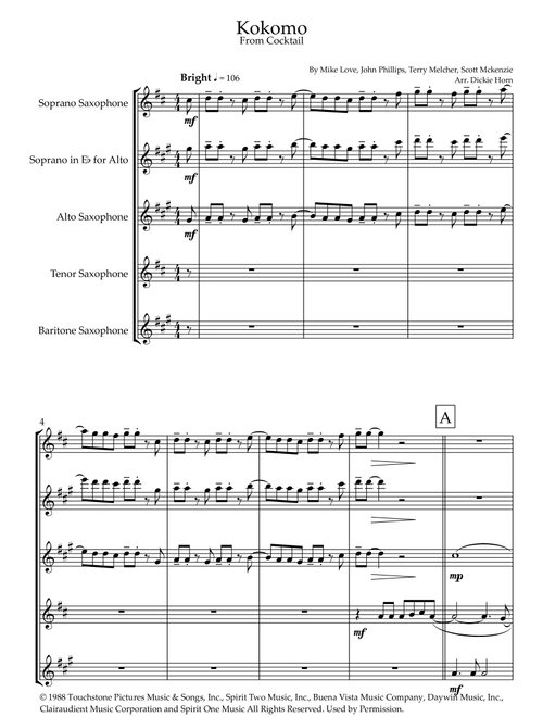 Kokomo (Arr. Dickie Horn) - The Beach Boys (Woodwind Ensemble)