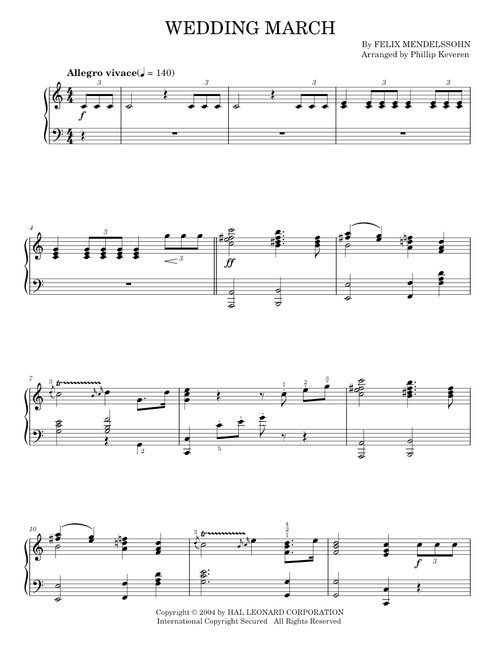 Wedding March - Felix Mendelssohn (Piano Solo)