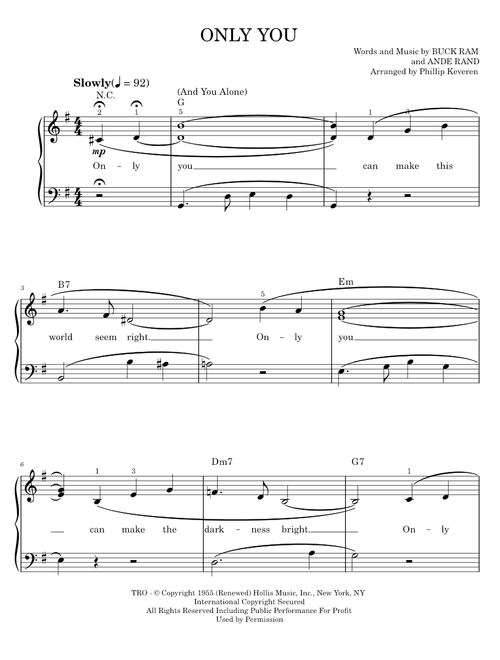 Only you - The Platters (Easy Piano)