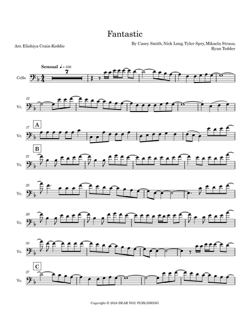 Fantastic (Arr. Elishiya Crain-Keddie) - King Princess (Cello Solo)