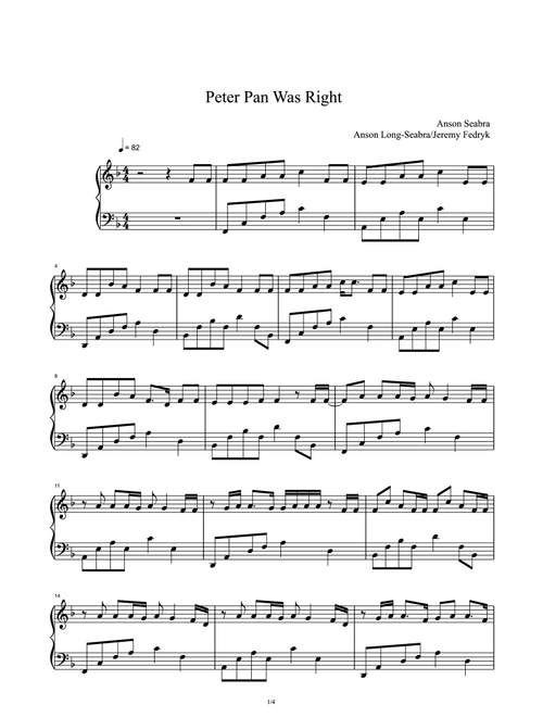 Peter Pan Was Right (Arr. Anson Seabra) (Piano Solo)