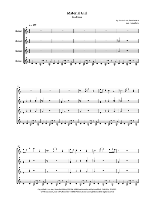 Material Girl (Arr. Heisenberg) - Madonna (Guitar Ensemble)