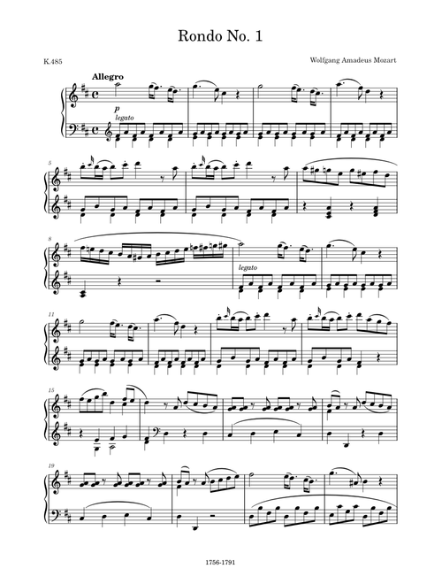 Rondo No. 1 in D Major, K.485 – Wolfgang Amadeus Mozart