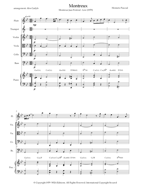 Montreux (Score and parts) (Arr. Alex Carlyle) - Hermeto Pascoal (Small Ensemble)