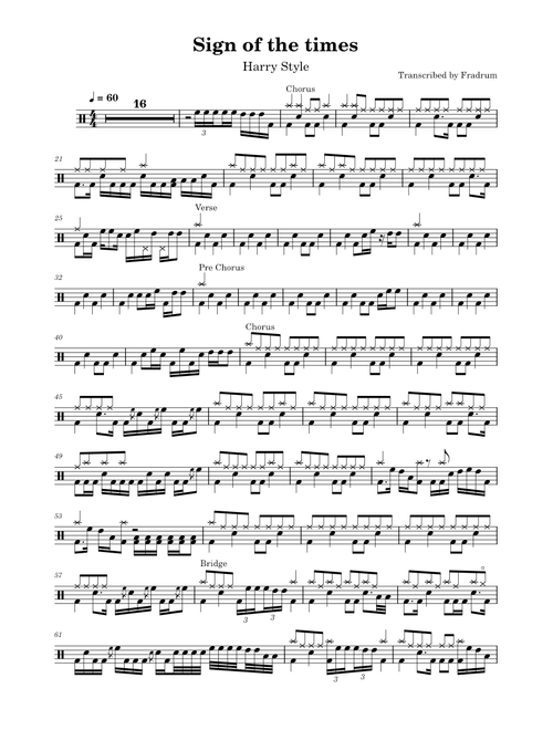 Sign of the Times – Harry Styles (Drum Sheet Music)
