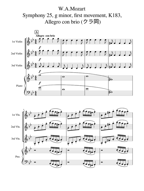 Symphony No.25 in G minor, K.183/173dB (クラ同)