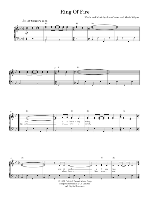 Ring of fire - Johnny Cash (Piano-Voice-Guitar)