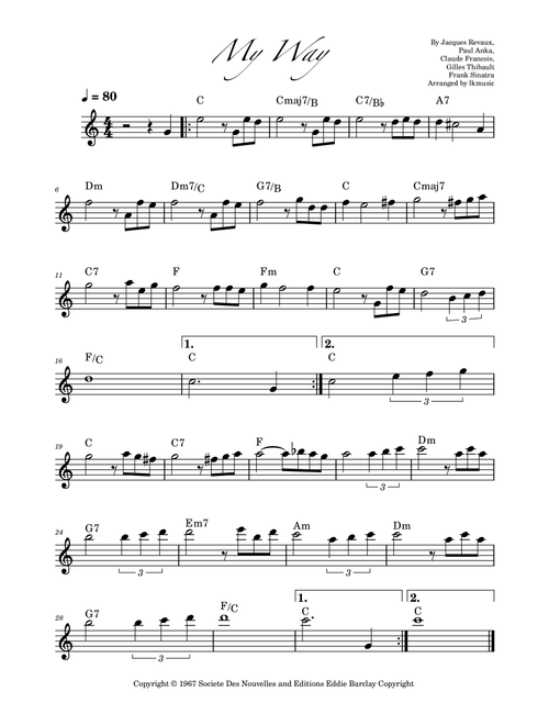 My Way (Arr. Lkmusic) - Elvis Presley (Tenor Sax Solo)