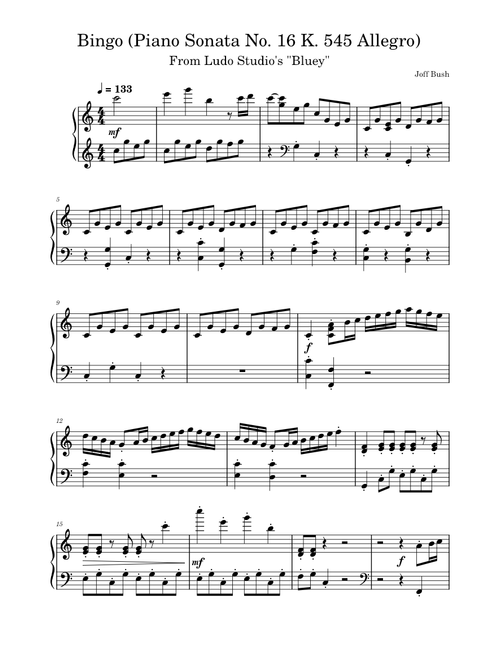 Bingo - Piano Sonata No.16, K. 545, Allegro (from Ludo Studios' "Bluey") – Wolfgang Amadeus Mozart, Joff Bush Bingo Piano Sonata No. 16 K. 545 Allegro