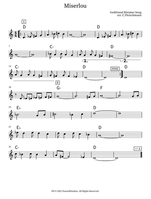 Miserlou (Arr. Christoph Fleischmann) - Oblivion - The Culture Clash Ensemble (Lead Sheet - Fake Book)